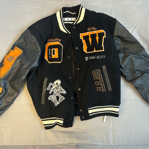 Off-White Black and Orange Varsity Jacket - Picture 1 of 9